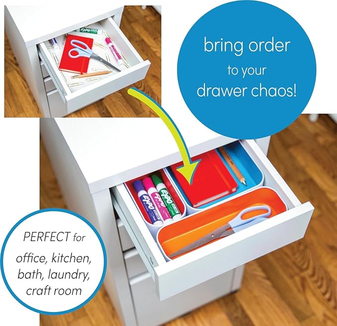 Three by Three Seattle 6 Piece Shallow Metal Organizer Tray Set - Image 2