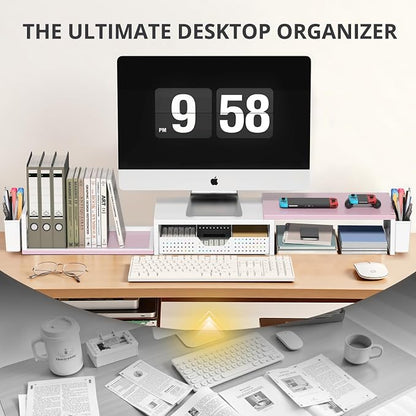 OPNICE Wood Desk Organizers and Accessories, Dual Monitor Stand Riser - Image 6