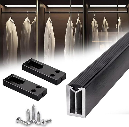 Square Closet Rods-Cuttable, Removable-Heavy Duty Black Wardrobe Rods and by Unknown