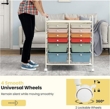 Giantex 12 Drawer Rolling Storage Cart Tools Scrapbook Paper Office School - Image 7