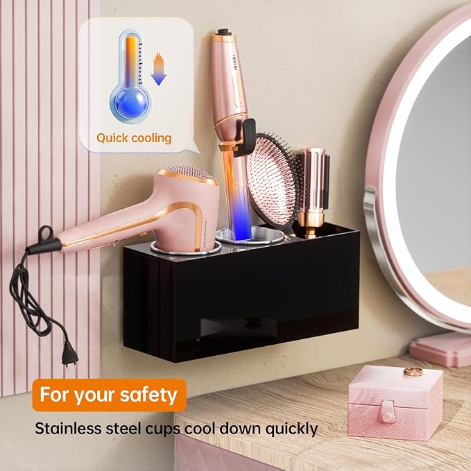 Hair Tool Organizer Acrylic: Hair Dryer Holder Wall Mount - Image 2