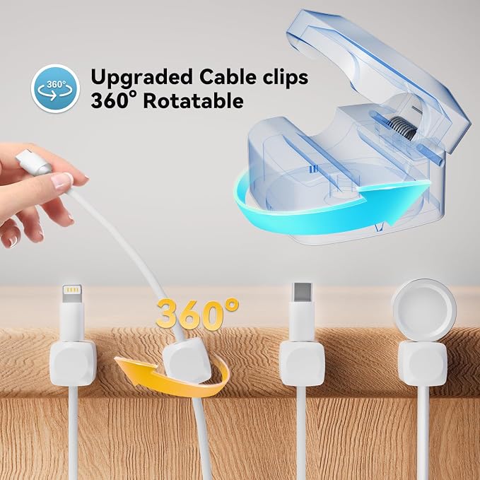 8 Pack Cord Organizer Holder, Rotatable Cable Clips, Spring Cord Holder - Image 2