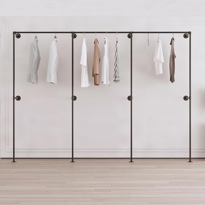 Industrial Pipe Clothing Rack, Heavy Duty Wall Mounted Clothes Rack, Retail - Image 8