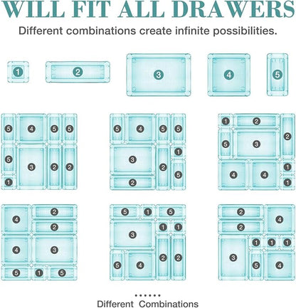 16 PCS Drawer Organizer Set, 5 Varied Size Bathroom and kitchen Drawer cabinet - Image 4