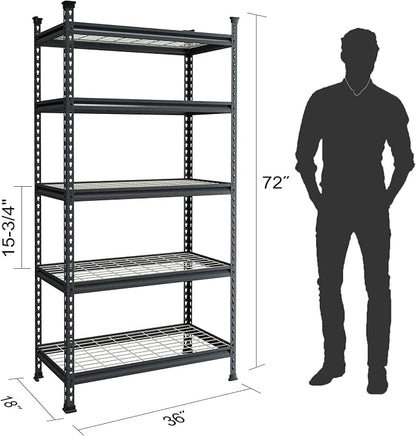 WORKPRO 5-Tier Metal Garage Shelving Unit, 36”W x 18”D x 72”H Storage Shelves - Image 3