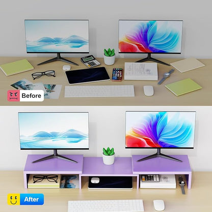 Dual Monitor Stand for Desk, Metal Monitor Riser - Image 2