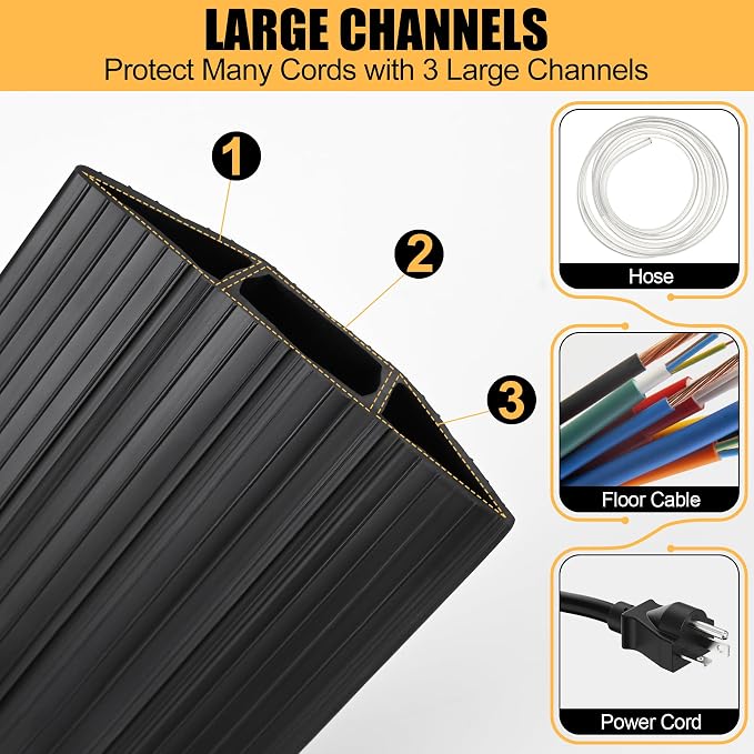 6.5Ft Cord Cover Heavy Duty Cable Protector 3 Channels Contains Cords, Cables - Image 4