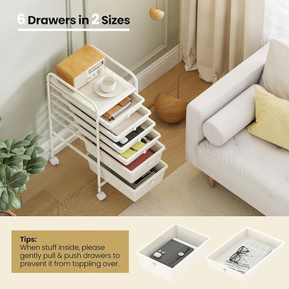 Giantex 6 Storage Drawer Cart Rolling Organizer Cart - Image 7