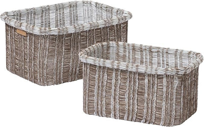 La Jolie Maison Blended Fabric Storage Baskets Set of 2, Rectangle Knitted by LaJolieMaison