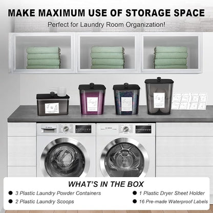 4 Pack Laundry Detergent Containers & Dryer Sheet Holder - Image 8