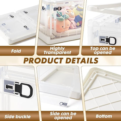72 QT Clear Storage Bin with 5-Sided Open Lid, Stackable Plastic Storage Bins - Image 4