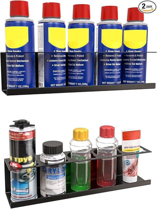 2 Pack Wall-Mounted Aerosol Spray Can Holder Storage Rack, Heavy-Duty Paint by Riciakik