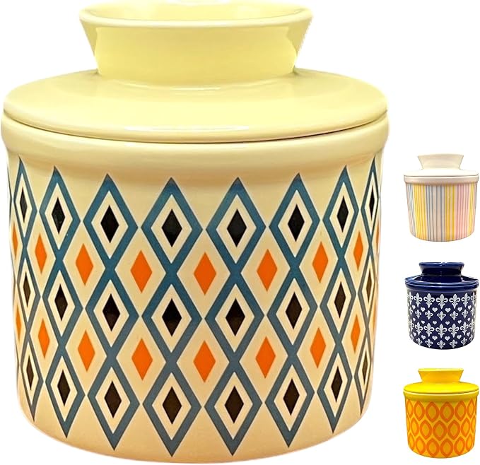 Butter Crock with Lid for Countertop, Butter Keeper Crock with Water, French by RASZEY