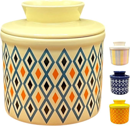 Butter Crock with Lid for Countertop, Butter Keeper Crock with Water, French by RASZEY