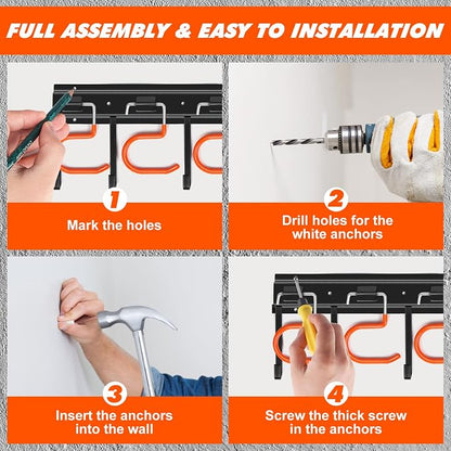 34'' All Metal Garden Tool Organizer Wall Mount Garage Organizers and Storage - Image 5