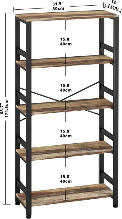 IRONCK Bookshelves and Bookcases, 31.5in Wide Shelf 5-Tier Ladder Shelf - Image 3