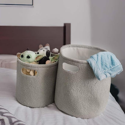 PUTSKA Basket – Round Storage for Toys, Stuffed Animals – Soft Baby Girl Basket - Image 7
