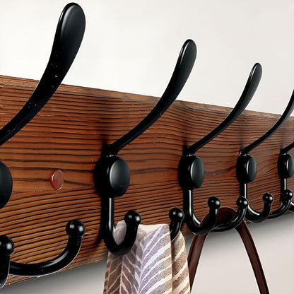 Large Coat Rack Wall Mount 38.6'' Rustic Wood Coat Rack Hook Long Coat Hooks - Image 6
