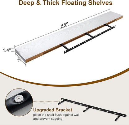 Fun Memories Deep White Floating Shelves, 8 Inch Deep Floating Shelf - Image 2