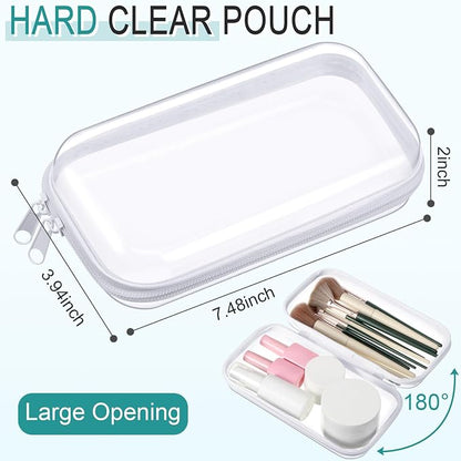 Sanwuta 6 Pcs Clear Hard Zipper Case Hard Plastic Zipper Pouches Transparent - Image 2