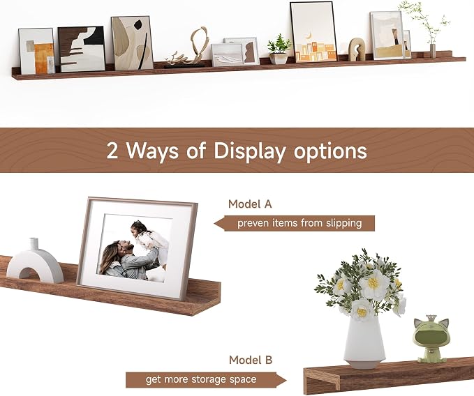 Floating Picture Ledge Shelves for Wall Set of 2, 84 Inches Picture Ledge Shelf - Image 6