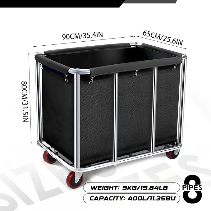 Commercial Laundry Cart with Wheels, 11.35 Bushel Large Laundry Tumbler with - Image 2