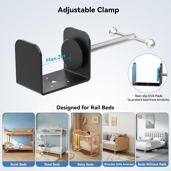 Bedside Shelf Bunk Bed Shelf Bedside Organizer Adjustable Height Top Bunk Bed - Image 5