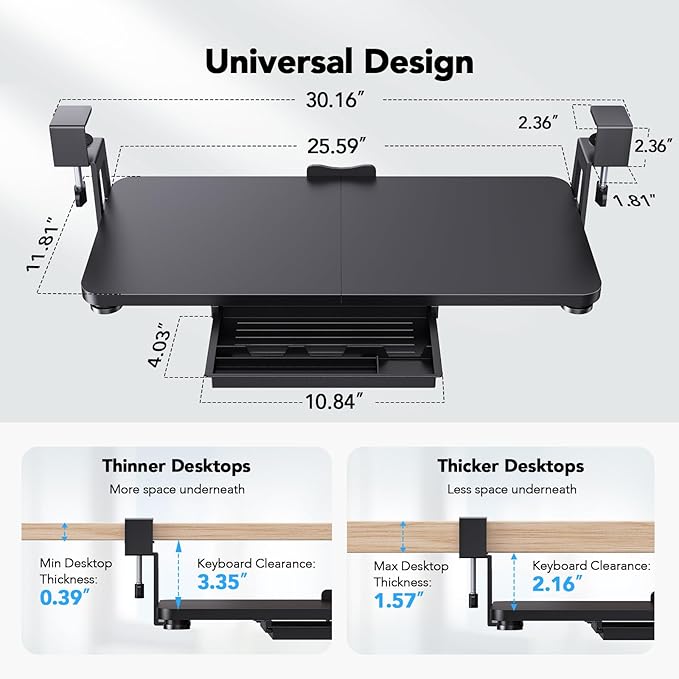 HUANUO Large Under Desk Keyboard Tray - Image 3
