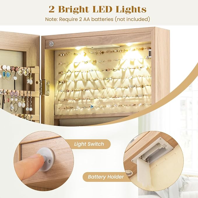 Giantex Wall or Door Mounted Jewelry Armoire - Image 4