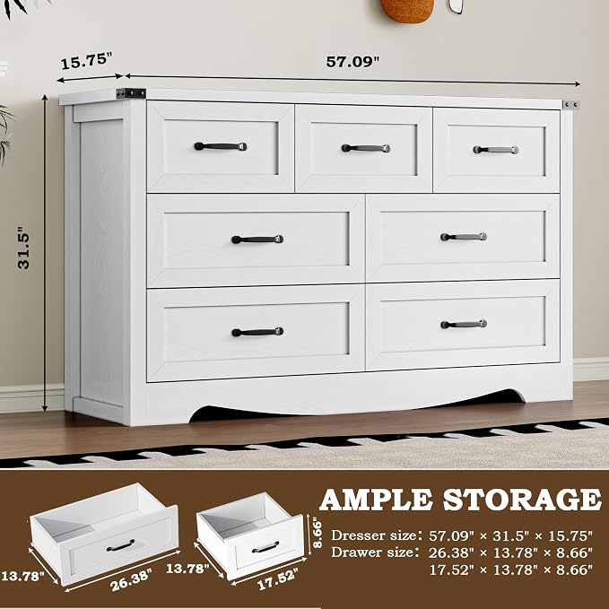 7-Drawer Dresser for Bedroom, Modern Wooden Chest of Drawers - Image 2