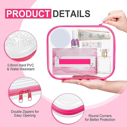 Hoolerry 4 Pcs Hard Clear Zipper Case Makeup Bags Plastic Pencil Pouch - Image 3