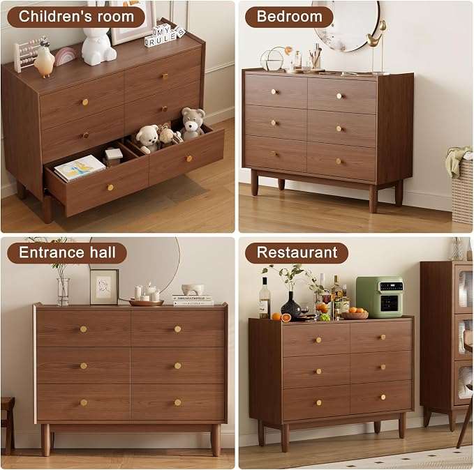 6 Drawer Dresser for Bedroom, 41.2" W Wood Chest of Drawers - Image 5