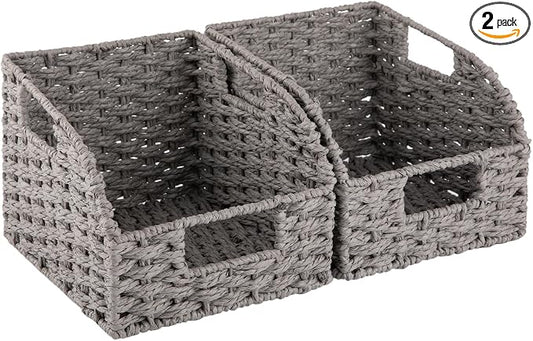 OIAHOMY Pantry Baskets for Organizing, Paper Rope Baskets by MasterofSpaceOptimization