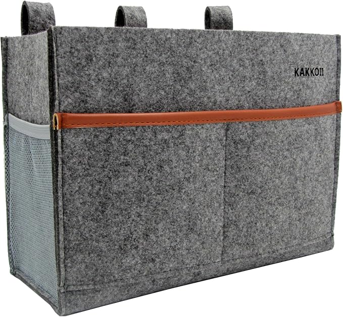 Bedside Caddy, Hanging Storage Bag, Chair Organizer Caddy, Drink Bottle by KAKKOII