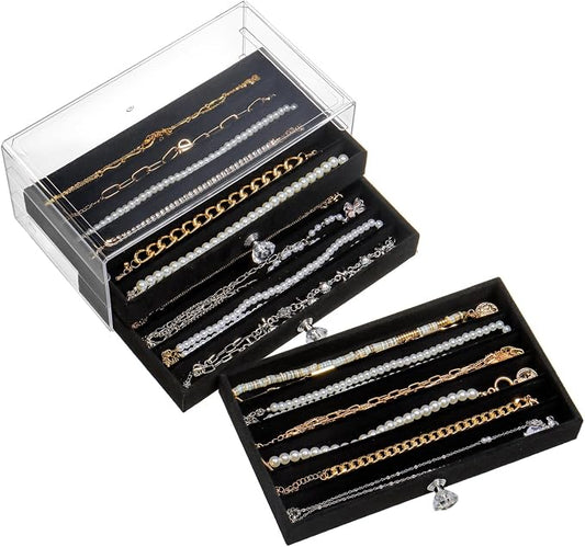 SPAKOWN Necklace Organizer Box, Velvet Necklace Box Holder Tray by SPAKOWN