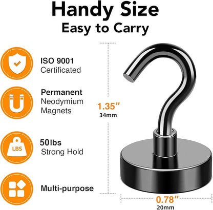 MIKEDE Magnetic Hooks, 50Lbs Strong Neodymium Black Magnet Hook - Image 4