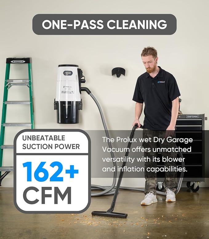 Prolux Professional Shop White Wall Mounted Garage Vac, Wet Dry Pick Up - Image 4