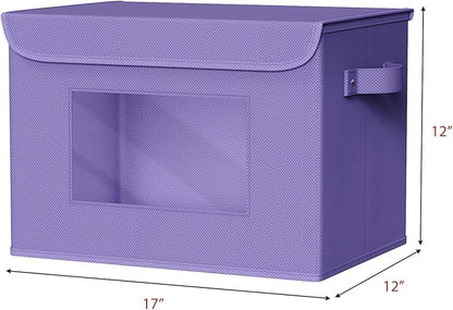 Univivi Storage Bins with Lids Fabric Lidded Storage Baskets Stackable Closet - Image 2