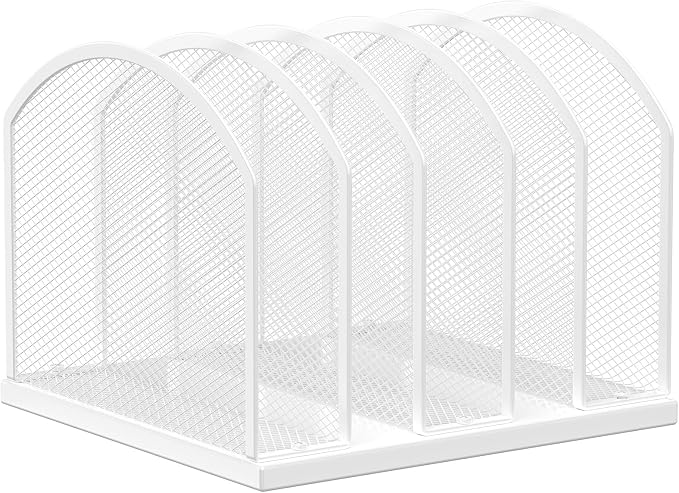 5-Section Vertical Desktop Organizer, 5-Section Mesh File Folder Stand Sorter by Gawerk