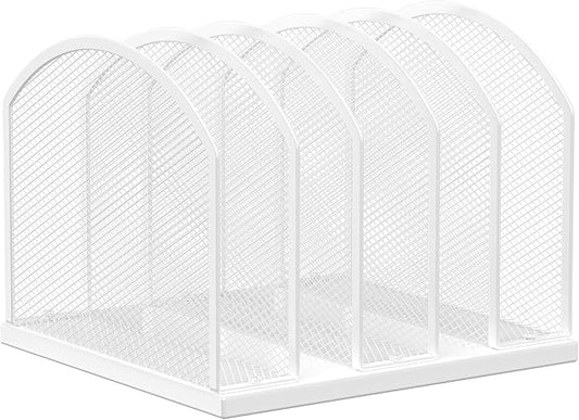 5-Section Vertical Desktop Organizer, 5-Section Mesh File Folder Stand Sorter by Gawerk
