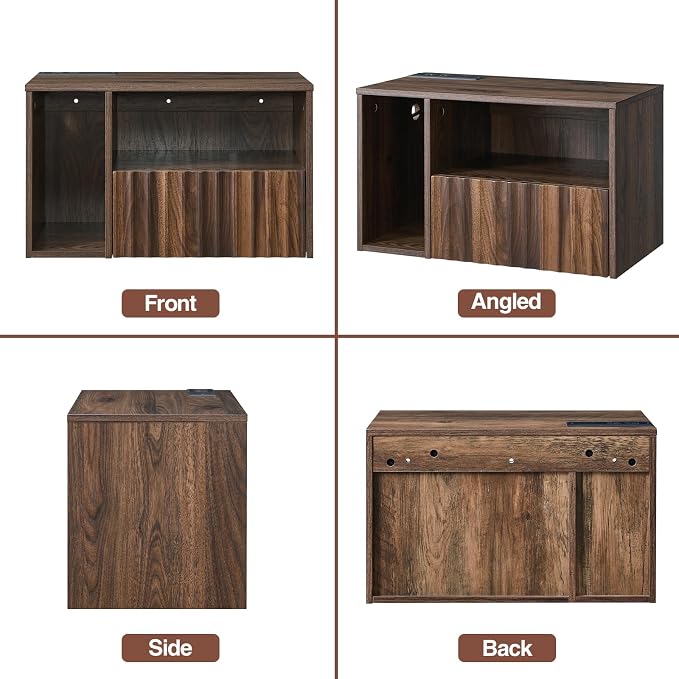 Modern Walnut Fluted Floating Nightstand - Image 9