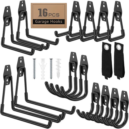 16 Pack Garage Hooks with Anti-Slip Coating Heavy Duty Wall Mount Hooks by Unknown
