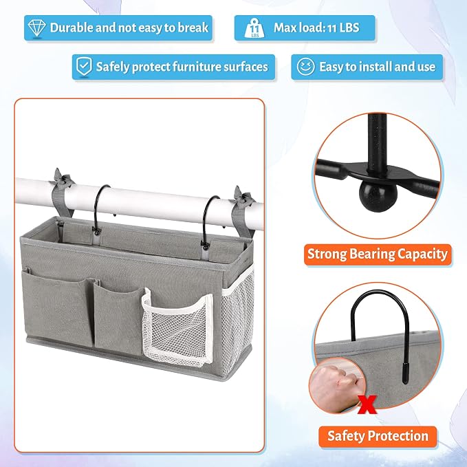 Loghot Bedside Caddy/Bedside Storage Bag Hanging Organizer - Image 2
