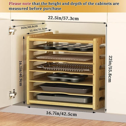 7 Tier Wooden Cabinet Tray Dividers, Kitchen Cabinet Tray Divider - Image 2