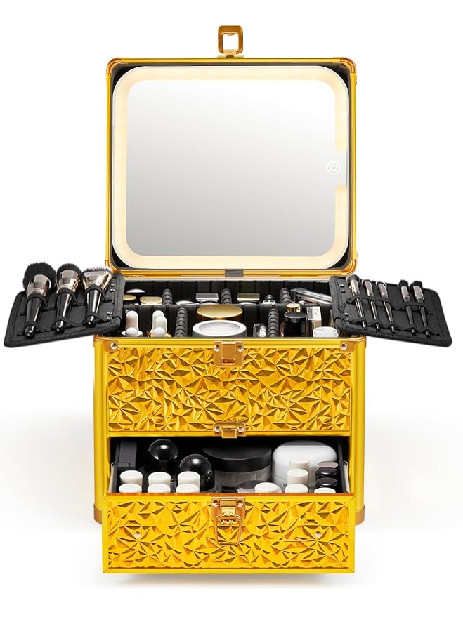 Qislee Makeup Box with Drawer and A Detachable Lighted Mirror, Waterproof by Qislee