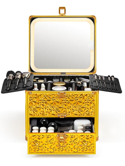 Qislee Makeup Box with Drawer and A Detachable Lighted Mirror, Waterproof by Qislee