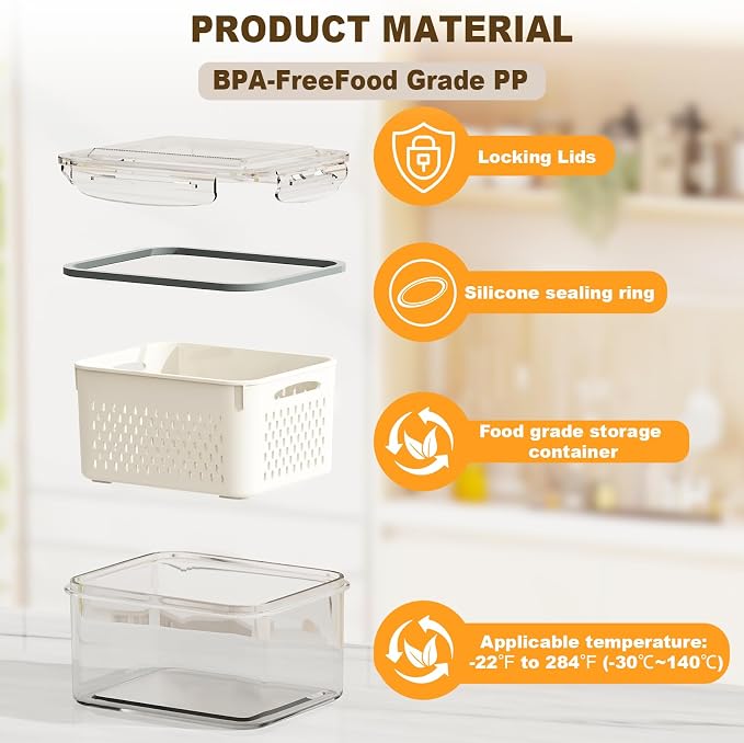 8 Pcs Fruit Storage Containers for Fridge - Image 3