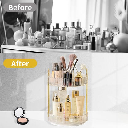 360 Rotating Makeup Organizer, 2 Tier Large Capacity Make Up Organizers and - Image 5
