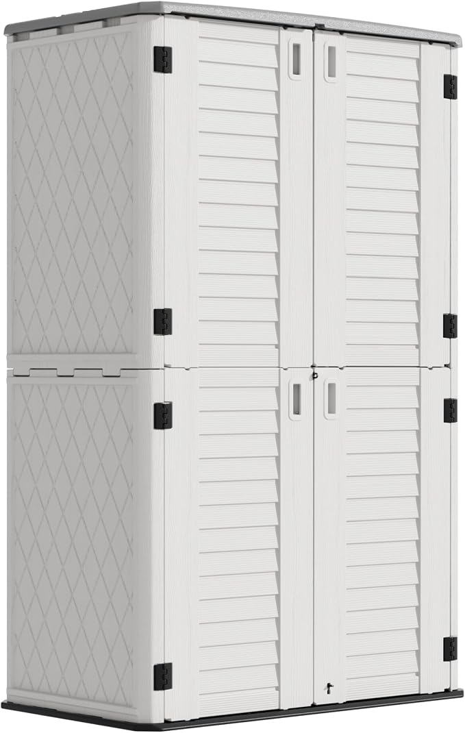Outdoor Storage Cabinet Waterproof, Resin Vertical Storage Shed Lockable by Mrosaa