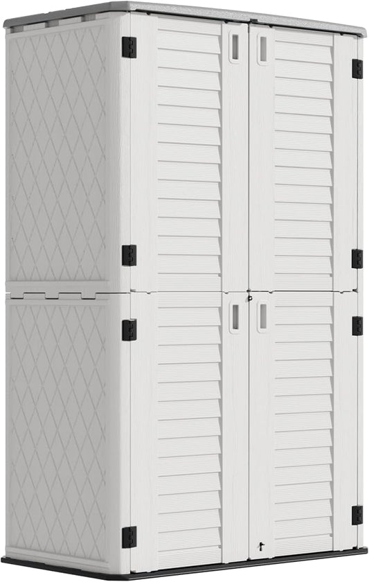 Outdoor Storage Cabinet Waterproof, Resin Vertical Storage Shed Lockable by Mrosaa